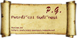Petróczi Gyöngyi névjegykártya